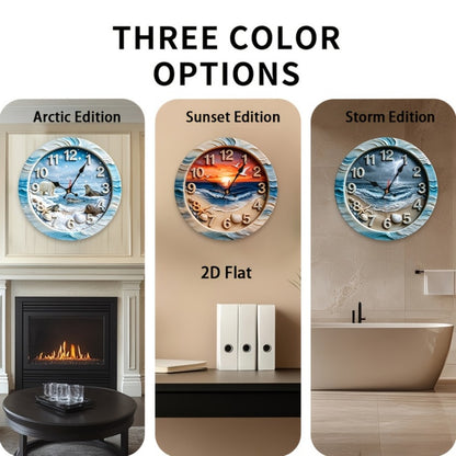 Beach Scene Nursery Wall Clock - Battery-Powered Coastal Design