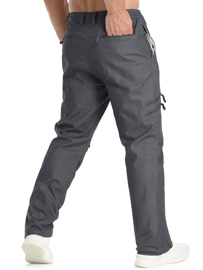 Men'S Cargo Pants /Spandex Scratch-Resistant Outdoor Training Trousers Lightweight with 9 Utility Pockets, Work Pants for Men Zippered Hem Design, Elastic Waistband for Daily Commuting, Office, And Outdoor Activities (Belt Not Included)
