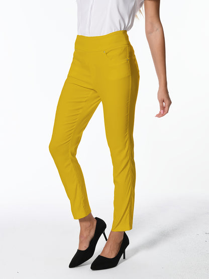 Women's High Waist Dress Pants Stretchy Straight Leg Slim Fit Work Slacks with 5 Pockets, Elegant Office & Casual Wear