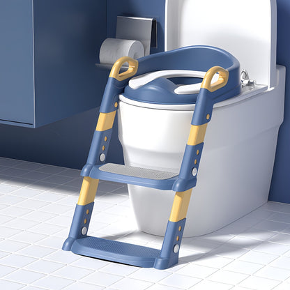 Foldable Potty Training Seat with Steps - Adjustable Height and Soft Cushion