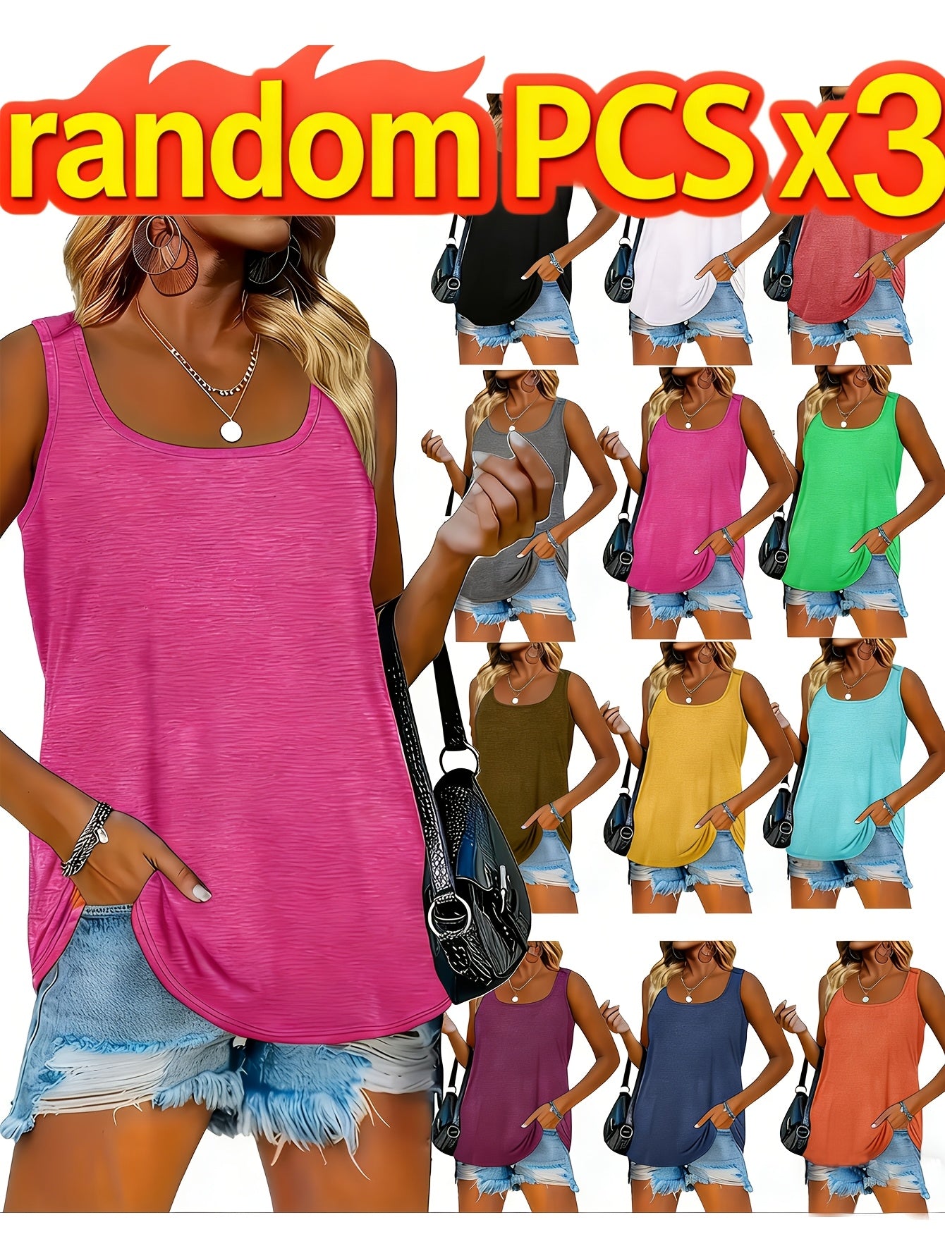 2026 3pcs Summer Casual T-Shirt Women Soft Breathable Loose Fit Solid Color Basic Tops Tees Three Items Will Be Sent Randomly