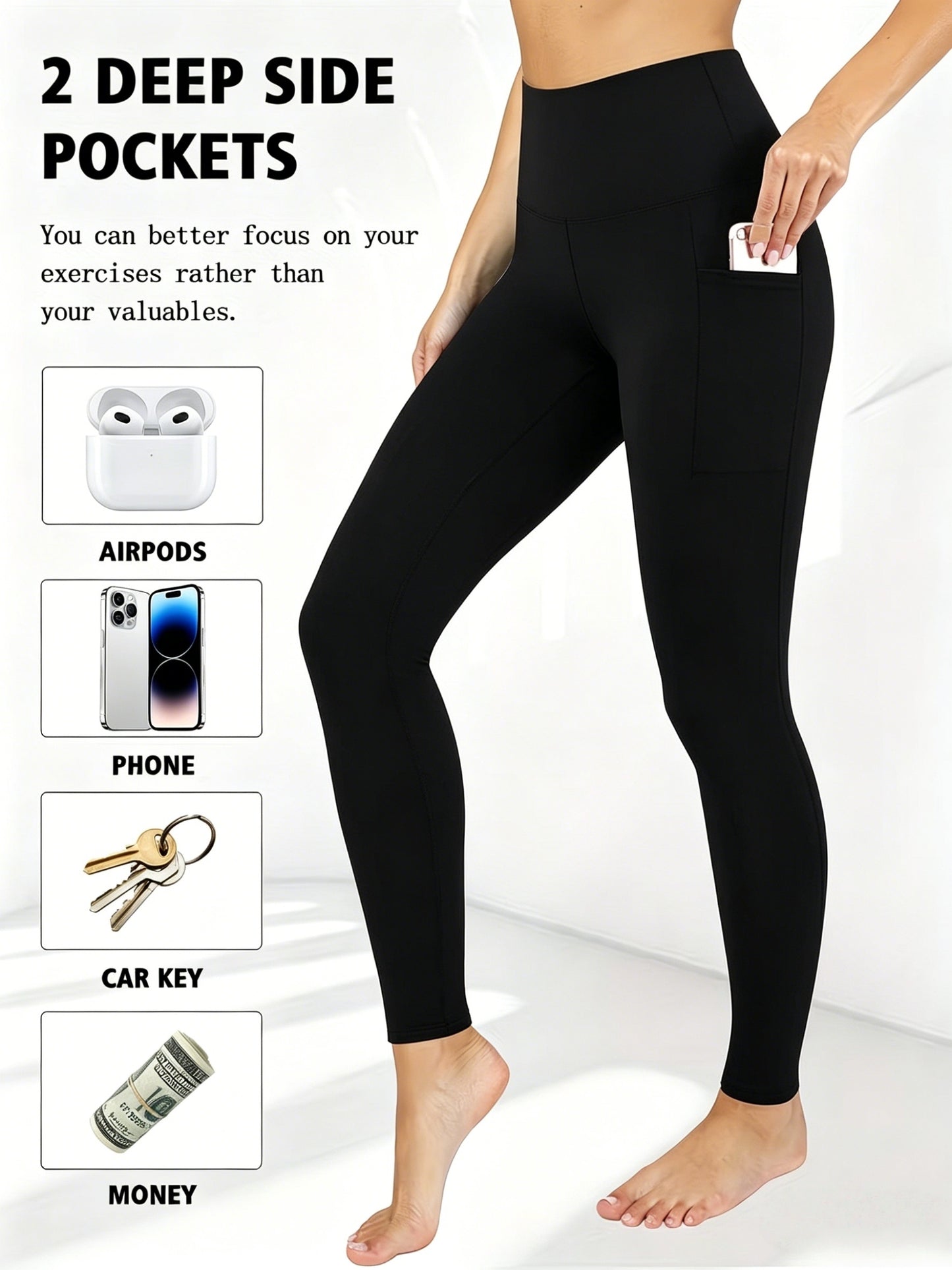 5pcs Women'S Hip-lifting& Tummy Control Leggings, Quick-drying, Breathable, Highly Elastic and Soft, Suitable for Gym, Yoga, Pilates, Beach Wear, Undergarments, Casual Pants, Yoga Pants and Safety Shorts