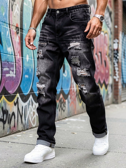 Men's Skinny Jeans - Classic Wash Distressed