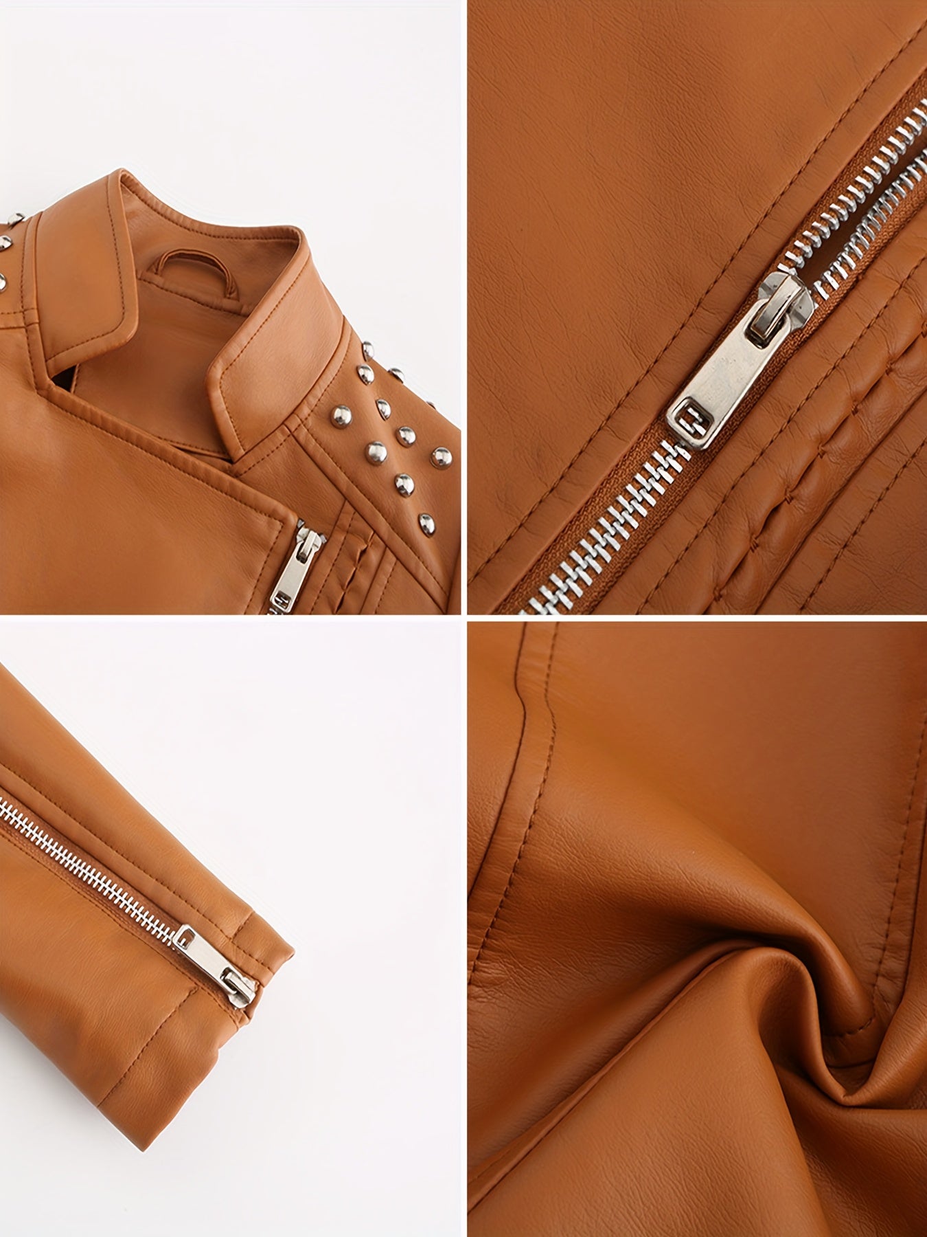 Women'S Beaded Jacket Women Long Sleeve Fashion Jacket Lapel Biker Clothing