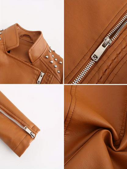 Women'S Beaded Jacket Women Long Sleeve Fashion Jacket Lapel Biker Clothing