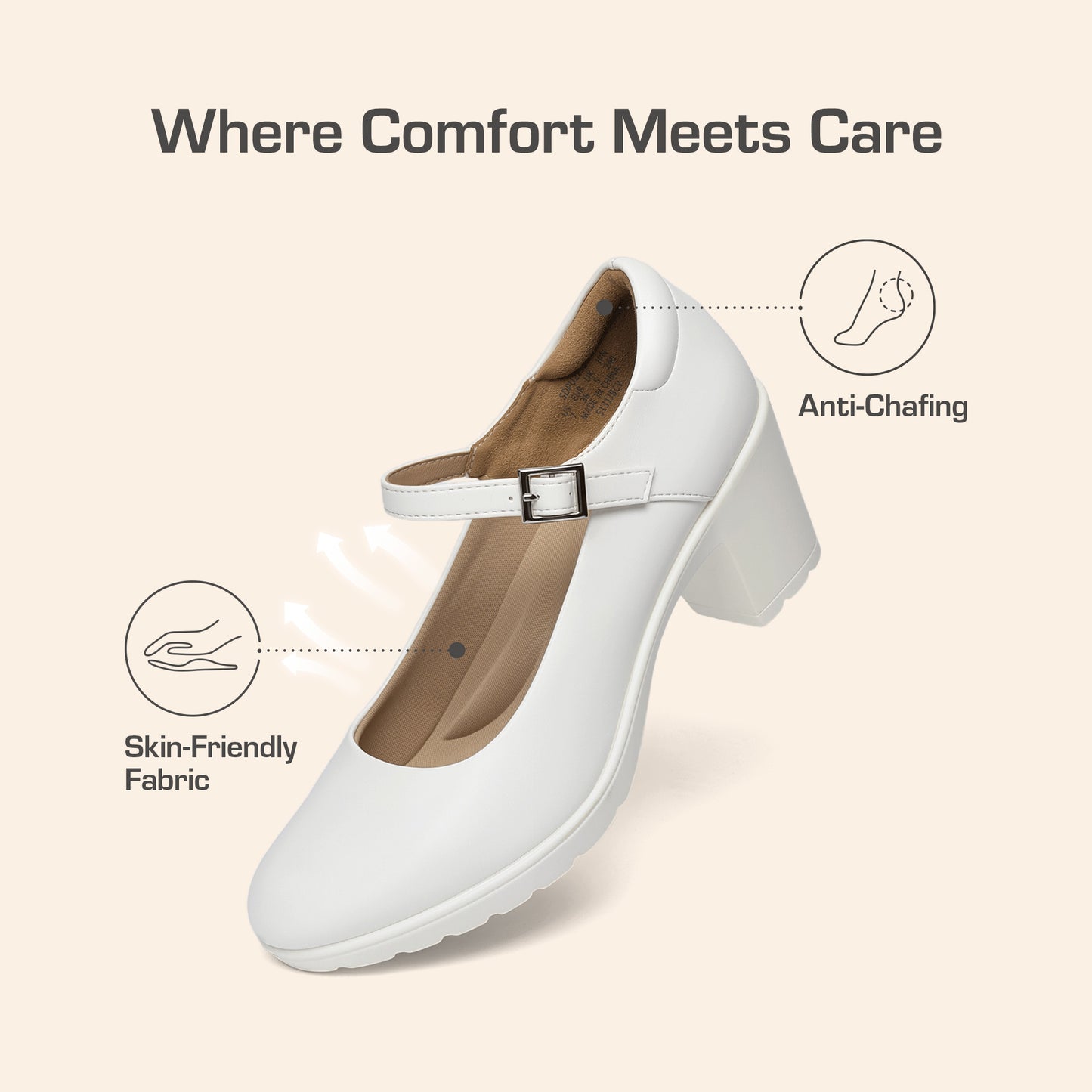 Women's Chunky Low Block Heels Mary Jane Closed Toe Work Pumps Comfortable Round Toe Dress Wedding Shoes