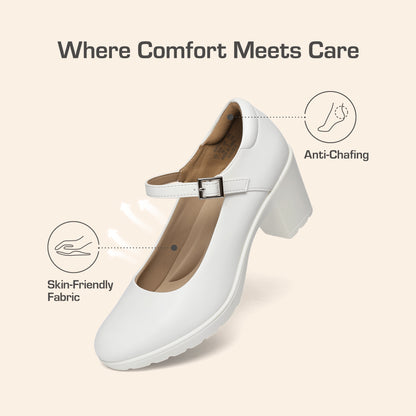 Women's Chunky Low Block Heels Mary Jane Closed Toe Work Pumps Comfortable Round Toe Dress Wedding Shoes