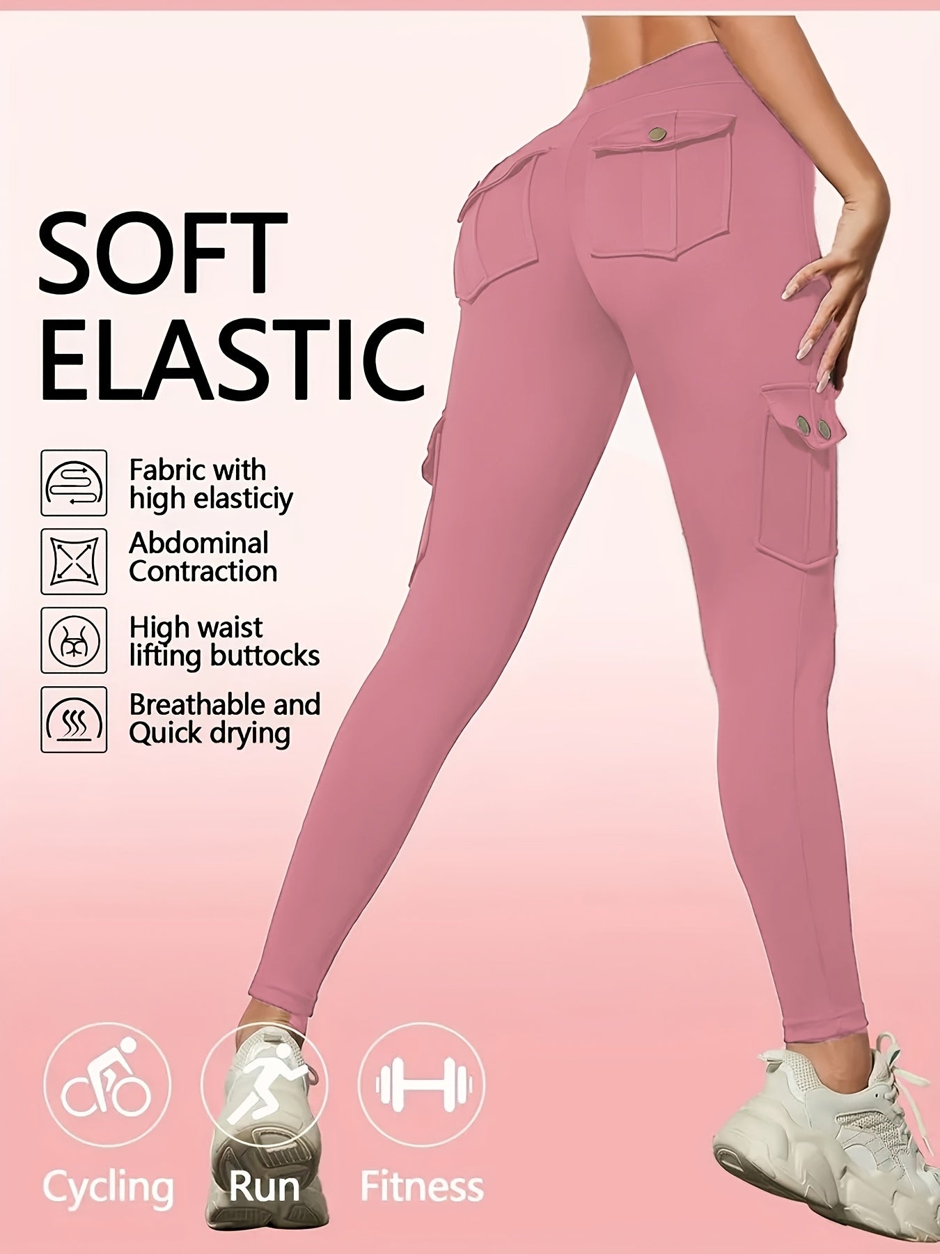 One-piece - Four-season Style Women'S Fashionable Work Pants With Pockets, Flares The Hips And Slims The Figure. Suitable For, Outdoor Leisure. Multi-pocket Ankle-length Pants, Casual Women'S Wear, Summer Women'S Wear. Available In Five Colors