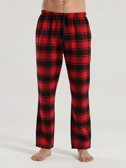 3-piece Men's Casual Plaid Long Pants Pajamas For Spring And Summer, Autumn And Winter Home Clothes Fashion Trend Pants Pajamas - Suitable Four Seasons To Wear