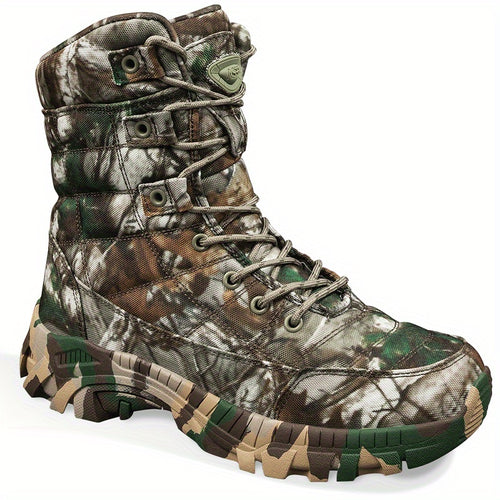 [Hunting & Adventure] 1 Pair Camouflage Oxford Cloth High-Top Hunting Shoes, Comfortable Lining & Rubber Outsole for Outdoor Hunting & Adventure
