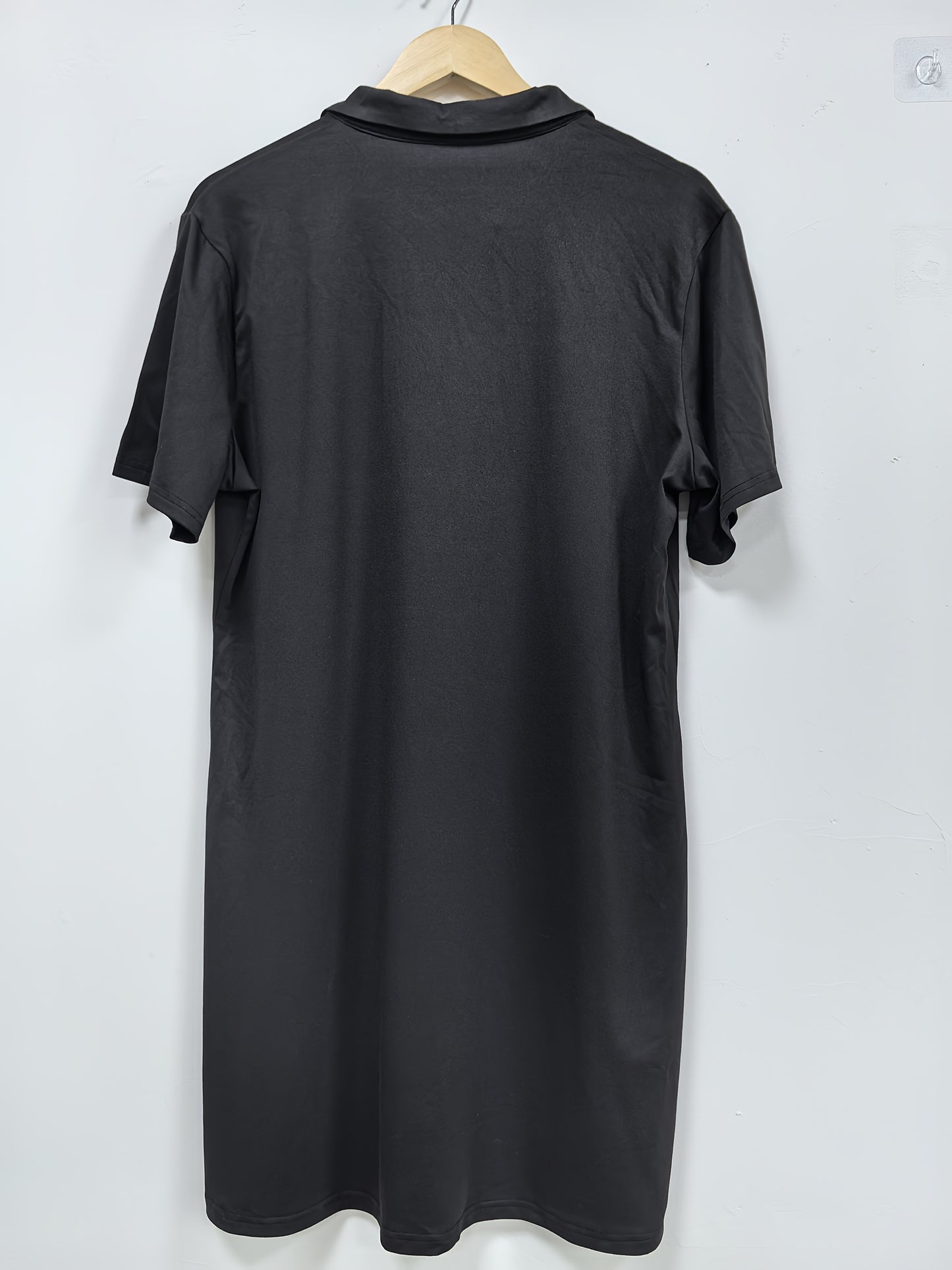 Plus Size - Plus Size - Solid Color Midi Dress with Lapel for Plus Sizes