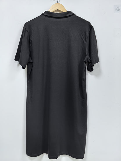 Plus Size - Plus Size - Solid Color Midi Dress with Lapel for Plus Sizes