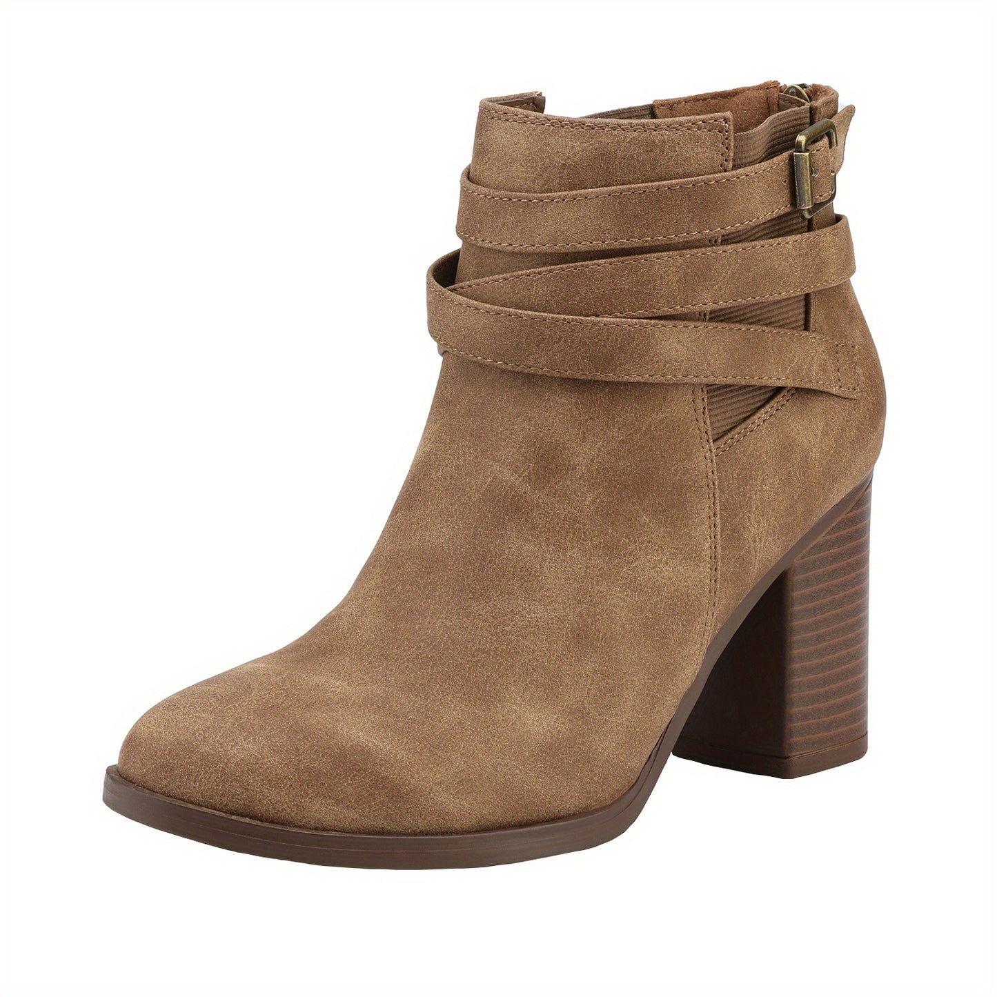 Women's Chunky High Heel Ankle Boots with Upper & TPR Sole - Pointed Toe Zipper Closure Booties Suitable for Spring, Summer, Fall, Winter | - Round-the-Clock Wear, Cushioned Insole, North Style Fashion Boots, Women Shoes