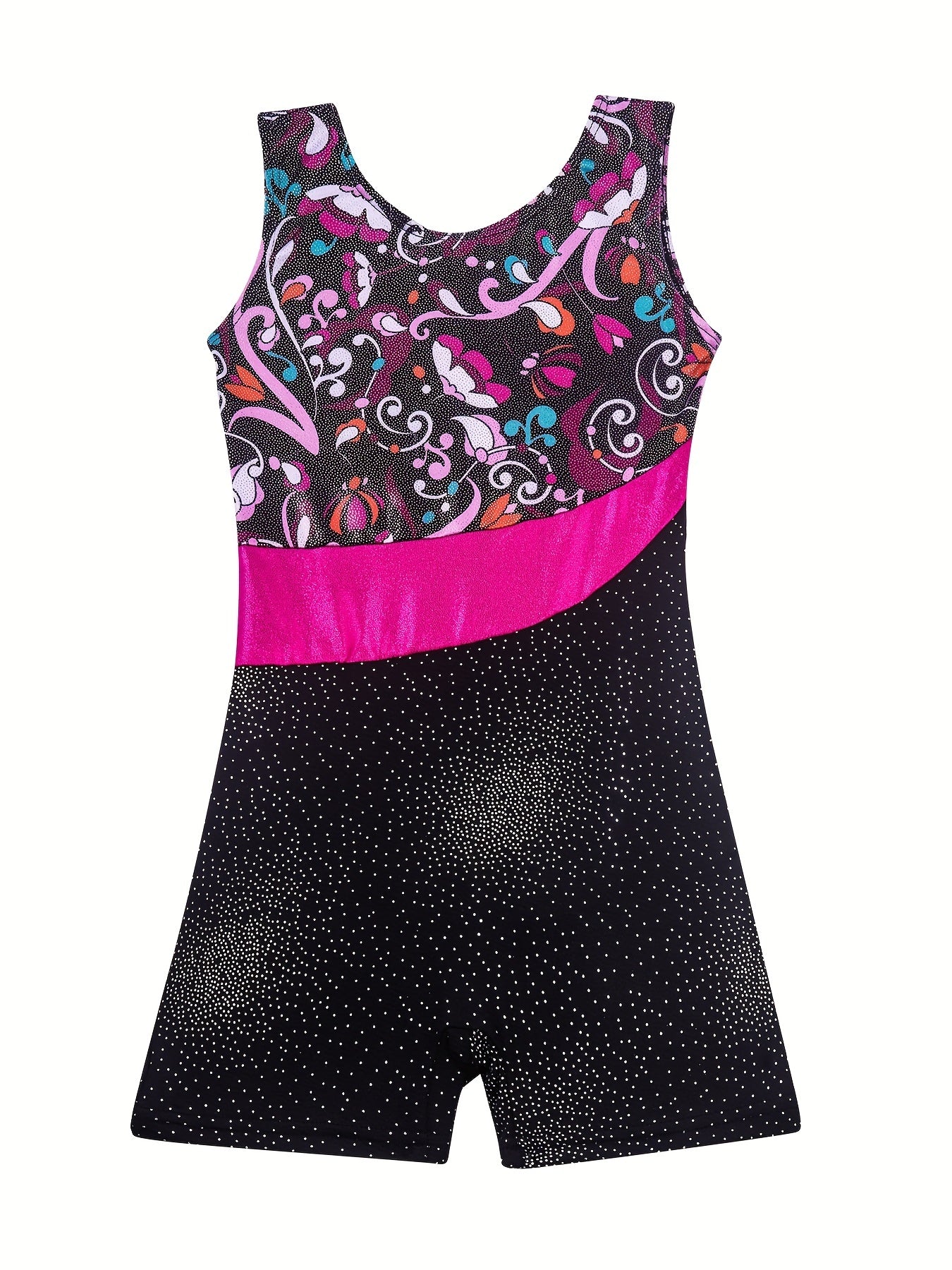 Girls Sleeveless Compression Gymnastics Suit, One-piece Bodysuit for Exercise Training, Perfect for Outdoor