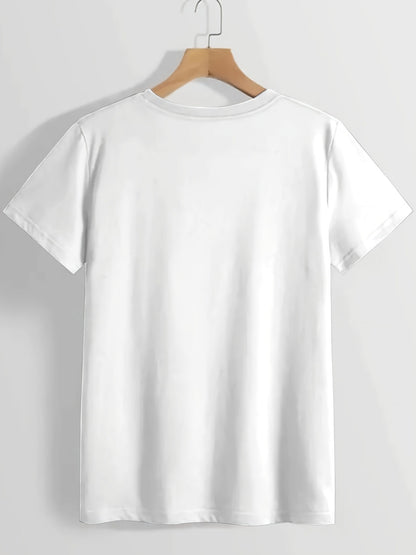 Trendy Anime Graphic Women'S Round Neck T-Shirt Made from Pure, Featuring a Minimalist Design That Is Both Comfortable And Breathable, Perfect for Everyday Casual Outfits. It Highlights a Natural And Sophisticated Look