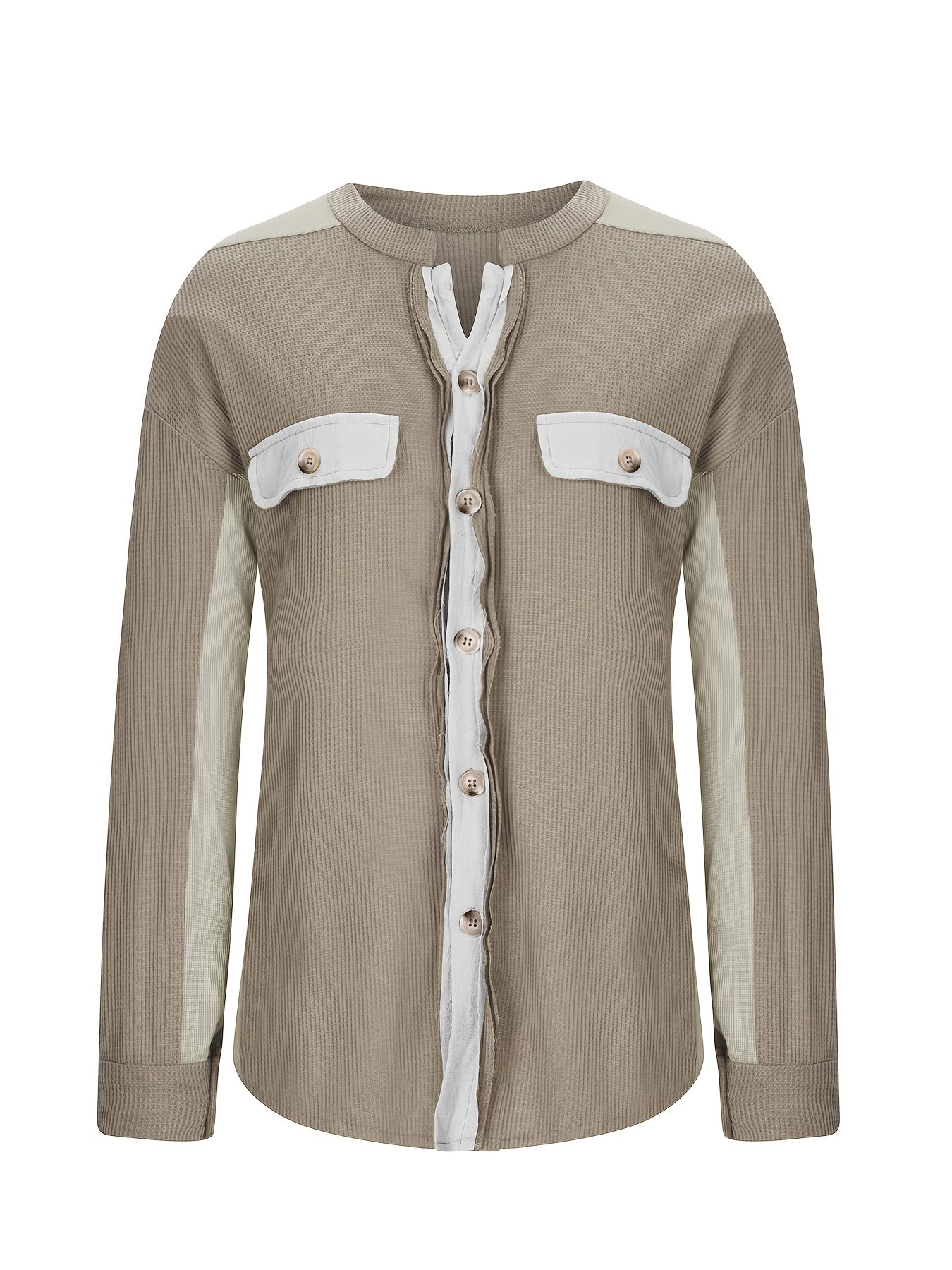 Women's Chic Oversized Waffle Jacket - Long Coat with Lapel Collar & Front Buttons, Machine Washable Winter Jacket for Everyday Formal Outfits - Cozy Fall and Winter Outerwear, Seasonal Fashion, Relaxed Fit, Durable Stitching, Casual Wear
