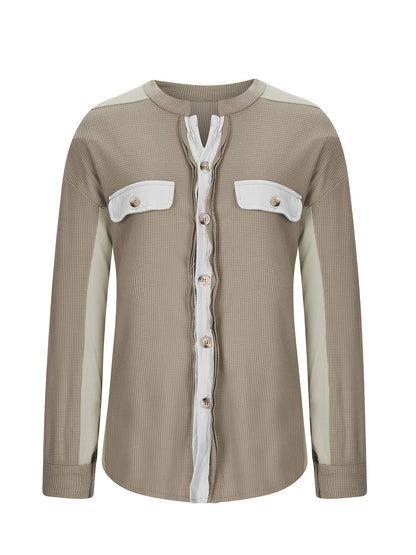 Women's Chic Oversized Waffle Jacket - Long Coat with Lapel Collar & Front Buttons, Machine Washable Winter Jacket for Everyday Formal Outfits - Cozy Fall and Winter Outerwear, Seasonal Fashion, Relaxed Fit, Durable Stitching, Casual Wear