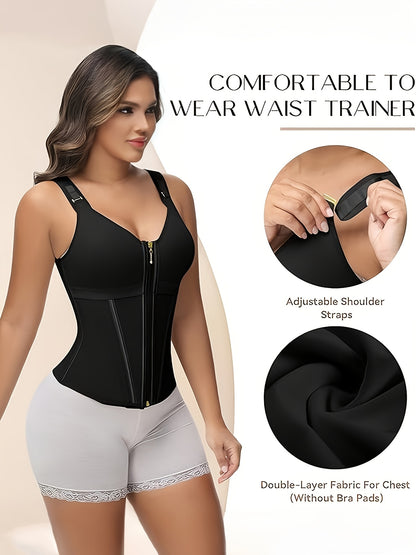 Extreme Latex Corset Waist Vest With Bra, Sports-Style Underwear Corset Belt, Adjustable Straps, Tummy-Control Shaping Pants, Detachable Straps With Zippered Crotch, Summer'S Top Choice For Layering