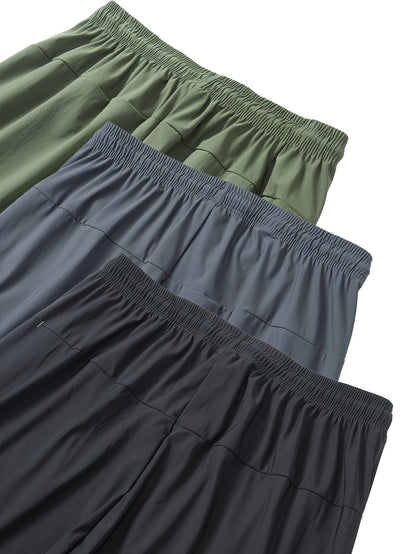 3pcs Men's Summer Long Pants, Breathable Comfortable Casual Sports Trousers, Straight Leg Design, All-match for Spring And Summer, Loose Fit, Suitable for Golf, Basketball, Tennis, Yoga, Fishing And Camping.