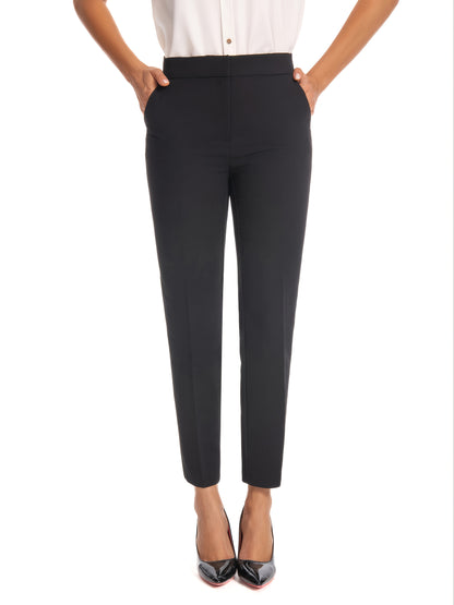 Women'S High Waisted Slim Fit Ankle Dress Pants Stretch Trousers with Pockets, Elegant Office Workwear Bottoms
