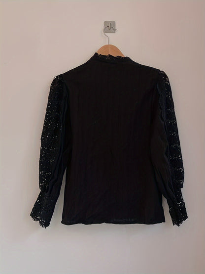 [Plus Size Floral Panels] Plus Size, French Loose Chic Buttons, Heavy Lace, Cut-Out Floral Panels