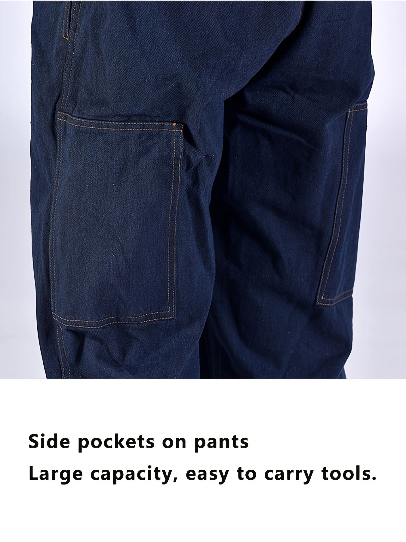 Thick Denim With Multiple Pockets, And Dust-proof Jumpsuit, One-piece Workwear, Suitable For Spring Outdoor Sports And Work, Unisex Style