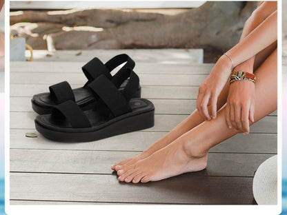 Women's Platform Wedge Sandals Slip-Resistant Height Increase Thick Platform Sole with Ankle Strap Round Toe Sole & Cushioned Insole Suitable for Vacation, Casual Attire, Casual Athletic Footwear - Non-Slip Summer Shoes, Women Shoes