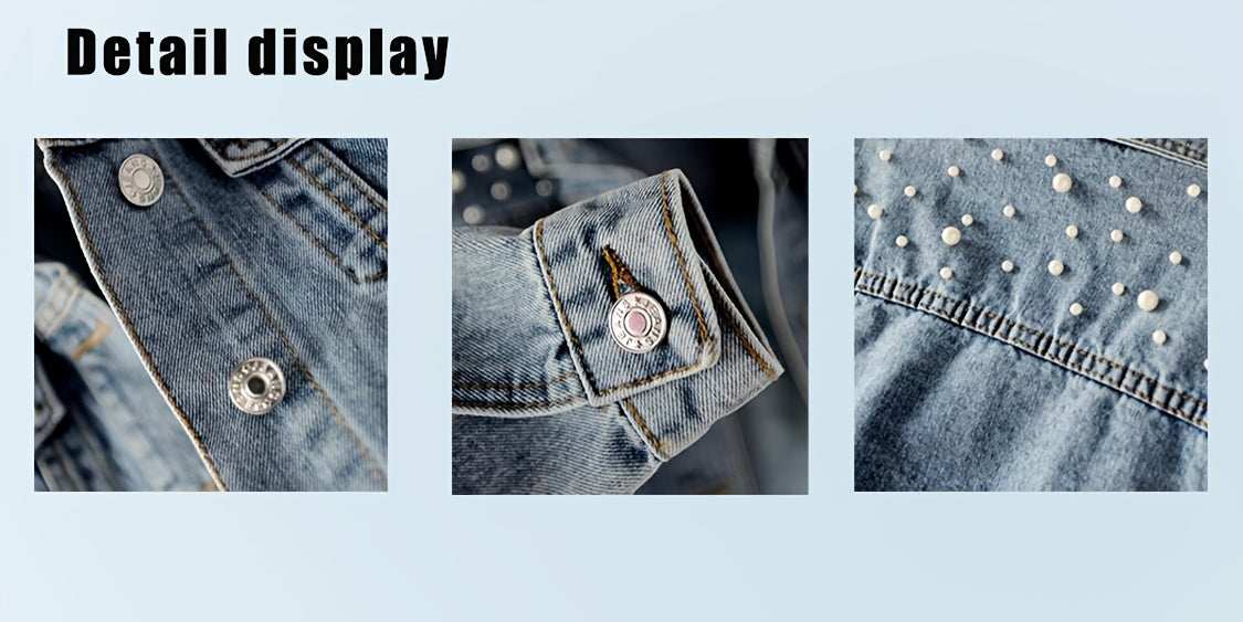 Bright Steel Blue Denim Denim Jacket - product view 10