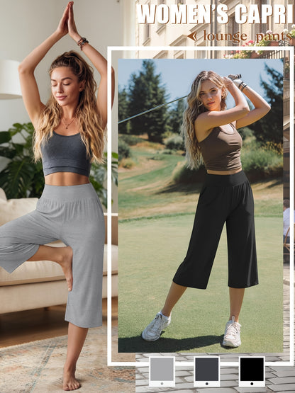 3 Pack Capri Pants For Women Loose Lounge Cropped Sweatpants Joggers Yoga Capri With Pockets