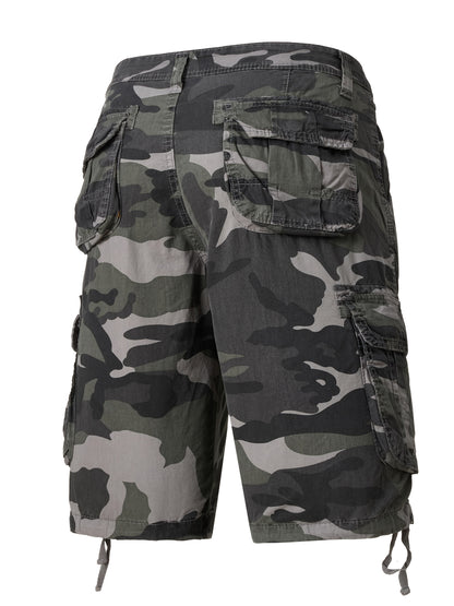 Men's Pure Cotton Washed Camouflage Outer Multi Pocket Workwear Shorts