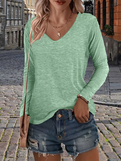 3pcs Women's Spring and Autumn T-shirt Set, Long-sleeved, No Pockets on the Chest, Casual and Comfortable Top.
