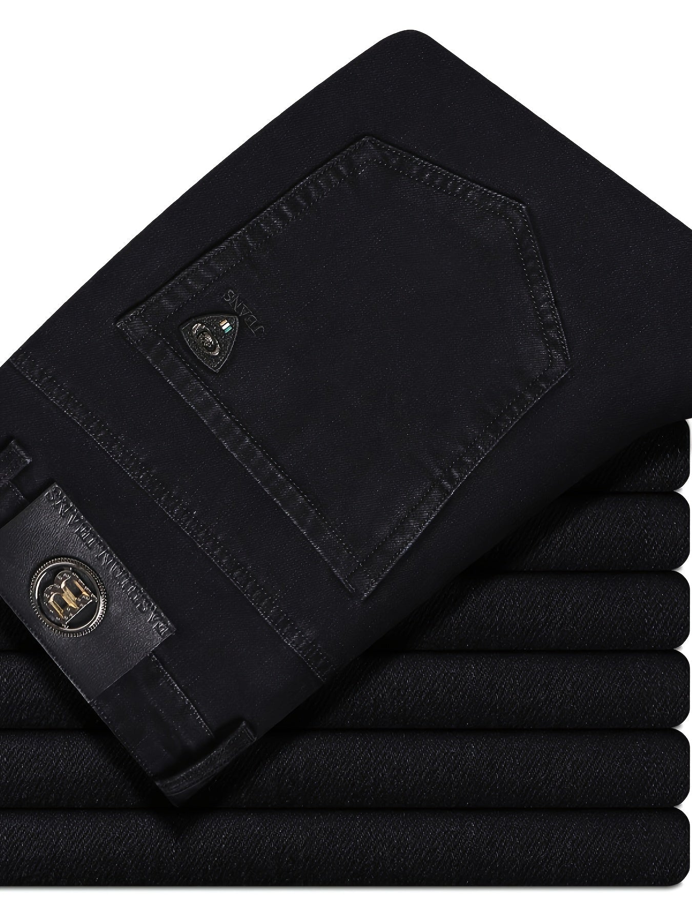 Men'S Plain Denim Trousers, Featuring a Light Business Look with a Bit of Stretch, Straight Leg Design Suitable for Casual Outdoor Wear