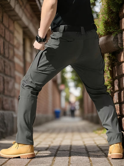 Men'S Lightweight Tactical Overalls - Durable, Breathable, Quick Dry Polyester with Multiple Pockets for Outdoor Adventures, Hiking And Work (Belt Included), All Season Pants | Relaxed Fit Pants | Wear-Resistant Outdoor Wear, Hiking Pants