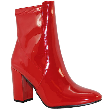 TRENDSup Women's Faux Leather Pointed Toe Ankle Booties with Block Heel – Stylish Fall Dress Boots