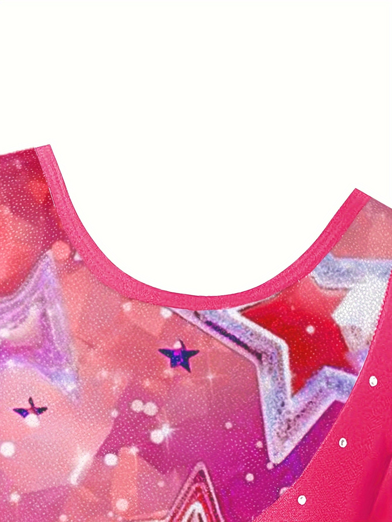 Girls' 3pcs Gymnastics Leotard Set with Stars Pattern, Long Sleeve Bodysuit & Matching Shorts - Includes Hairband, Stretchy & Breathable Fabric for Dance Training, Perfect for Outdoor, All Seasons, Gift for Back-to-School Season, Beach Essentials