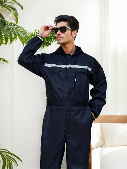 Unisex Work Coveralls - Multi-Zipper Pocket Design