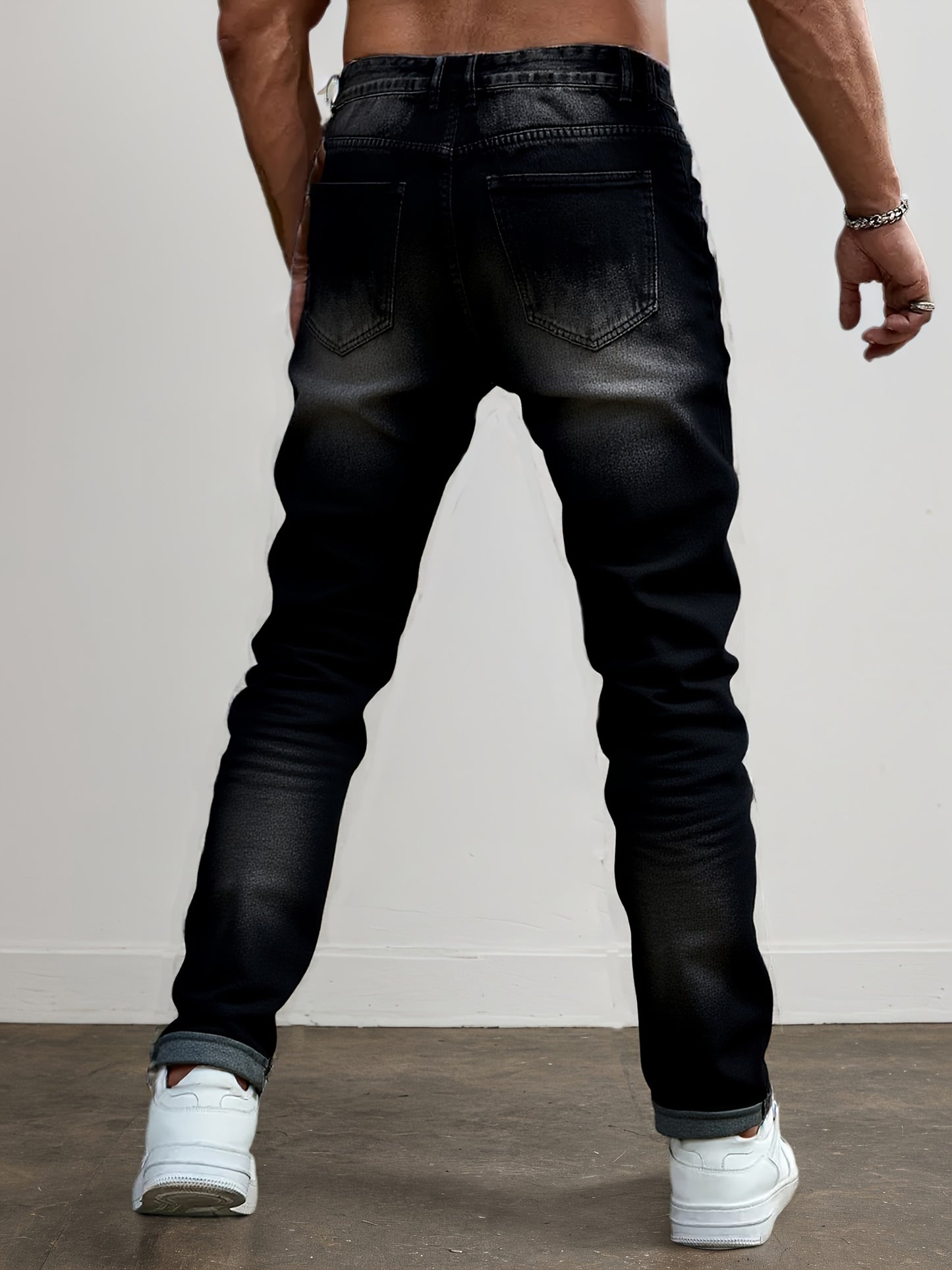 A Trendy Men's -style Distressed Skinny Jeans with Stretch