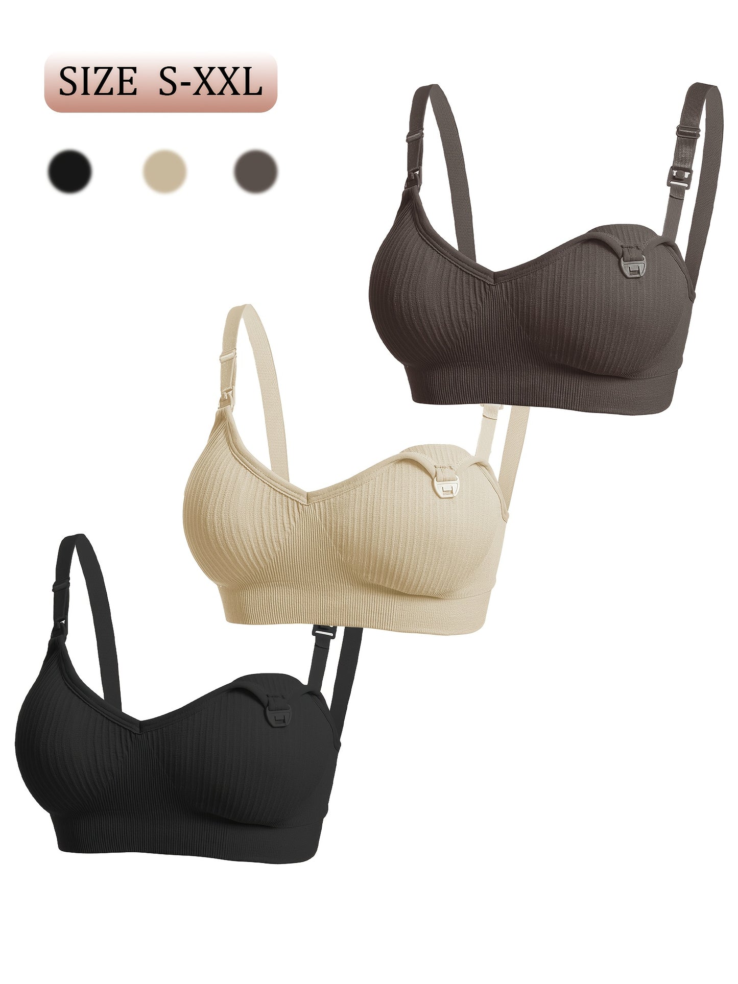 [Selected 3pcs Set] Comfortable Bandeau Bra for Women Tube Top Style with Ribbed Fabric And Elastic Support Perfect for Daily Wear Seamless Bandeau Bra for Women Strapless Wireless Tube Top with Removable Pads Super Stretchy And Soft Fit