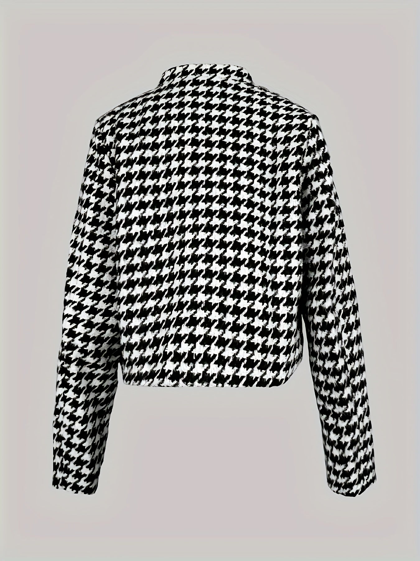 Women's Houndstooth Outerwears & Jacket Stand Collar Long Sleeves Autumn Winter Fall Clothes 2024 Women Classics Coat