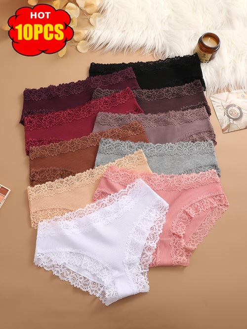 Women’s 10-Pack Briefs - Lace Detail Comfort
