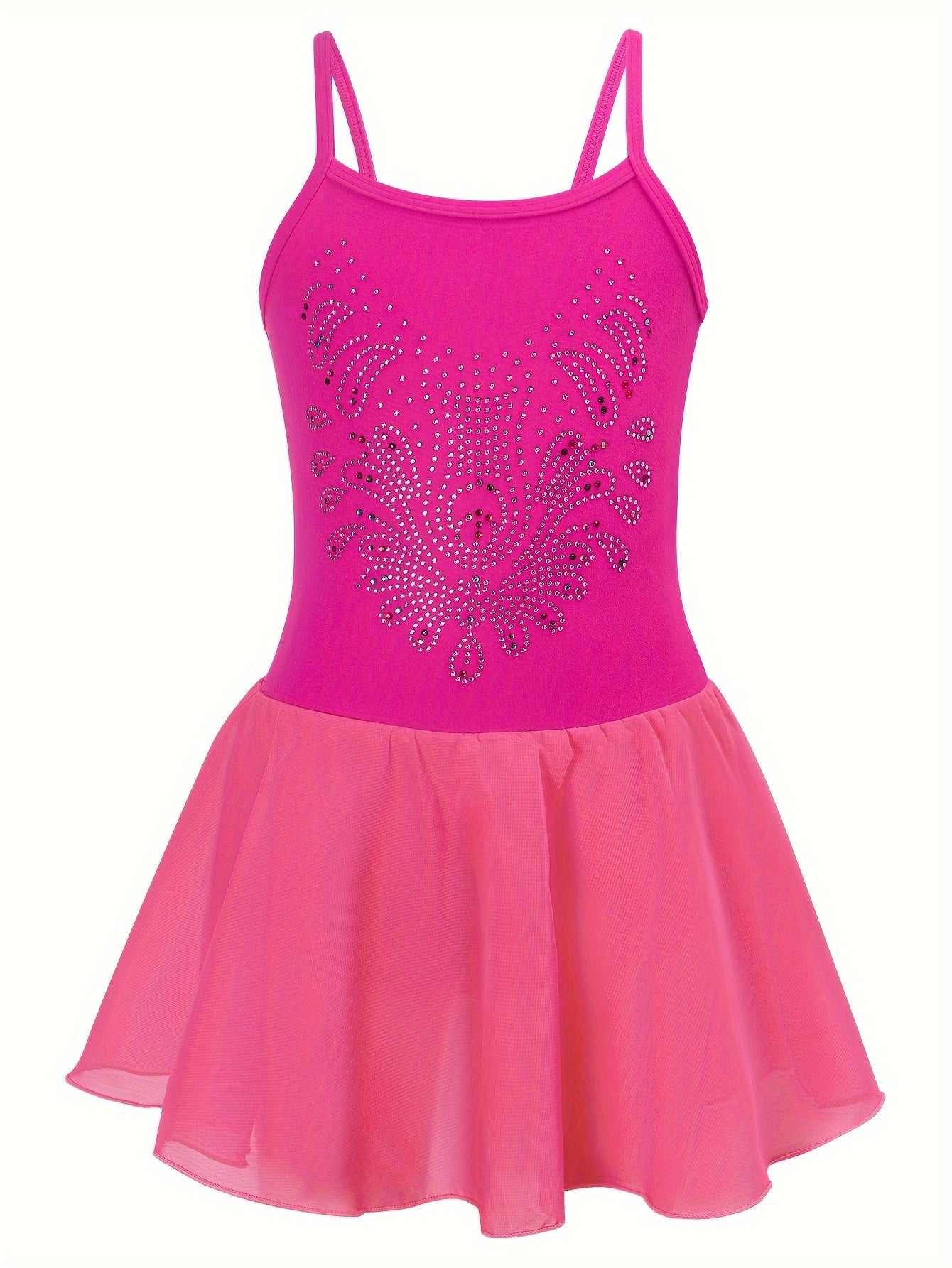 Girls' Sparkling Ballet Leotard with Rhinestones - Sleeveless, Stretchy Dance Dress for Training And Performances, Ballet Clothes for Girls