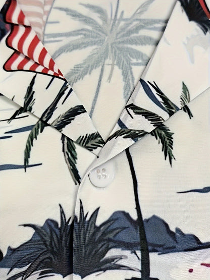 Men'S Hawaiian-Style Shirt, a Casual Unisex Option for Summer Featuring a Short-Sleeve Button- Design with an Orangutan Flag Motif