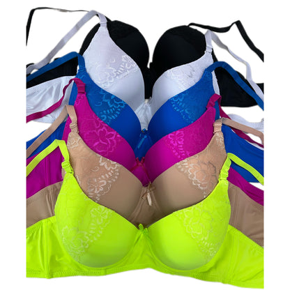 020305 KONGA 6Pack Women's Classic Lace Panel Underwire Support Bra B. C D DD Cup