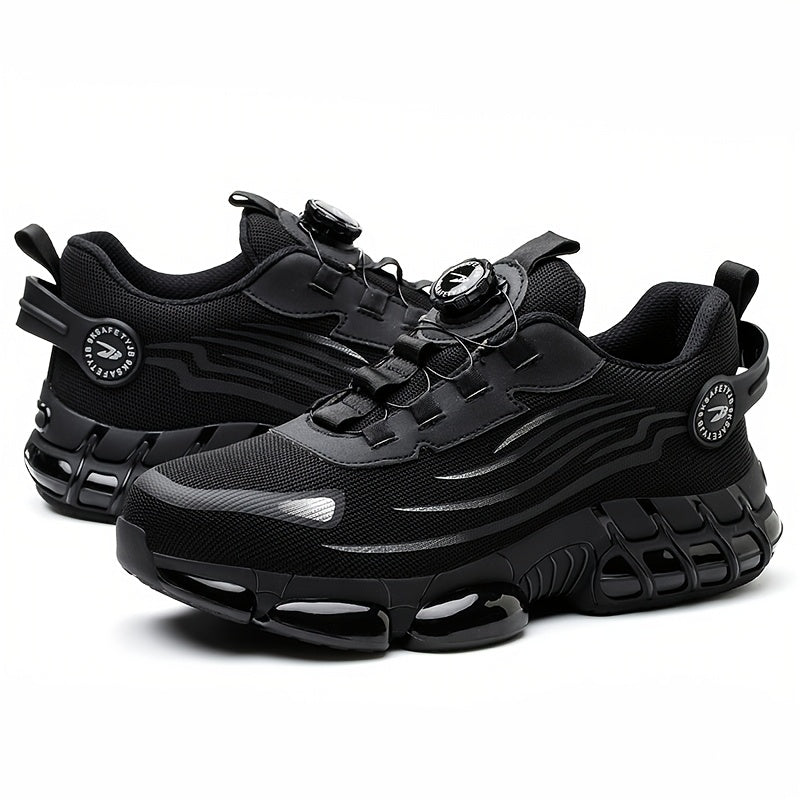 Men's Industrial Safety Work Shoes - Slip-Resistant, Steel Toe Protection, Breathable PU Upper - for Construction, Factory, Gym, Everyday - Warehouse Footwear, Modern Workwear, Outdoor Laborers
