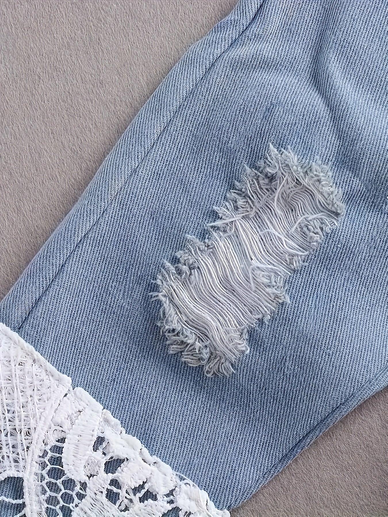 Baby Girl'S Stylish Clothes Set, Lace Ruffle Romper And Flared Denim Jeans And Headband 3pcs Newborn Infant Outfits, Coquette Style