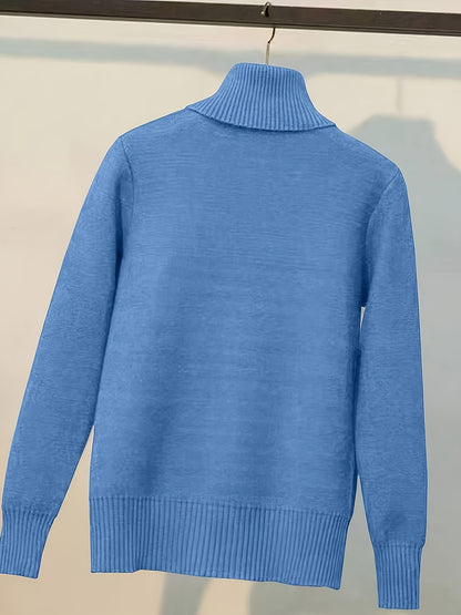 White High-neck -lined Pullover - Thick Lining for Soft Warmth in Winter, Classic Design for Effortless Style, Suitable for Layering or Wearing Alone, Ideal for Cold Weather and Office Wear.