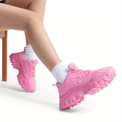 Stylish Chunky Sneakers for Ladies, Featuring Bold Platform Design And Comfortable Lace-Up Style., Women Shoes