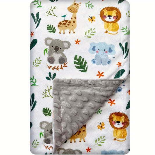 Double-Layer Minky Baby Blanket - 30 x 40 Inch Plush Animal Design – main product image