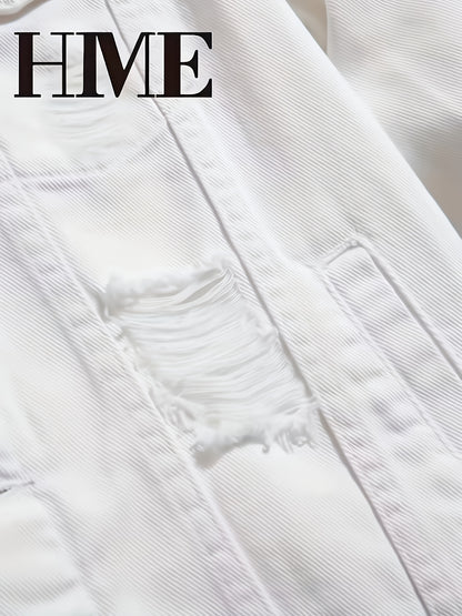 Men's White Denim Oversized Denim Jacket - product view 5