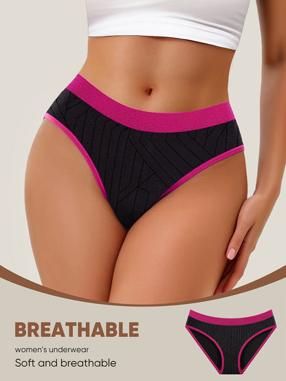 10pcs Contrast Binding Briefs, Hot Comfy & Breathable Intimates Panties, Women's Lingerie & Underwear